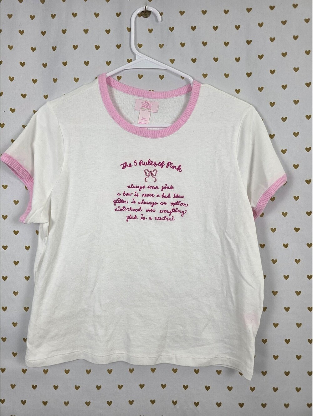Victorias Secret PINK Loveshackfancy Rules of Pink Baby Tee shirt Large